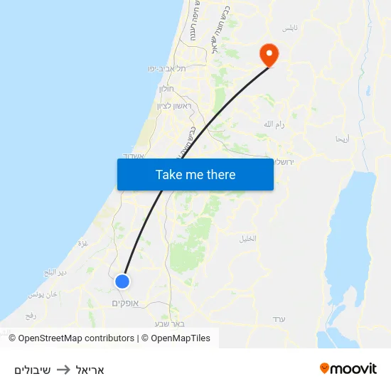 שיבולים to אריאל map
