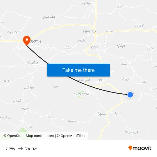 שילה to אריאל map