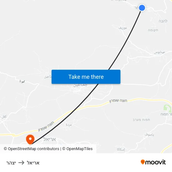 יצהר to אריאל map