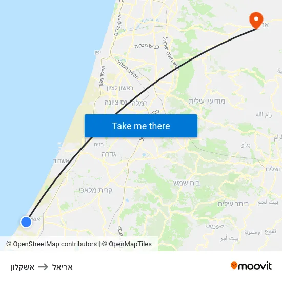 אשקלון to אריאל map