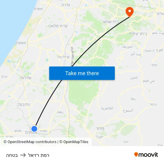 בטחה to רמת רזיאל map