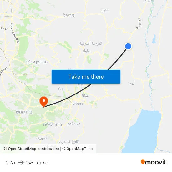 גלגל to רמת רזיאל map