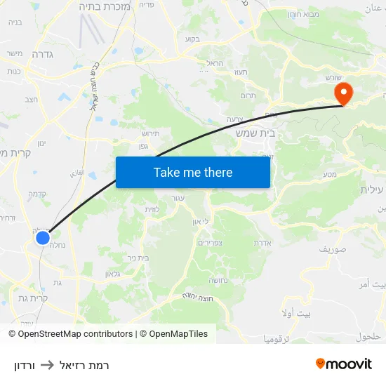 ורדון to רמת רזיאל map