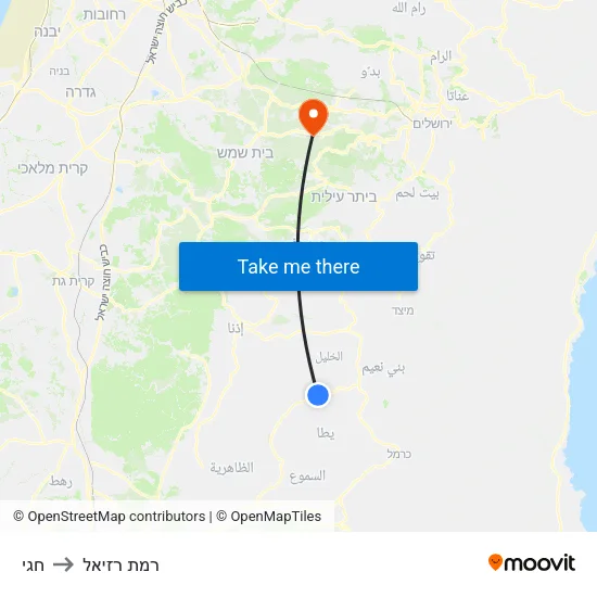 חגי to רמת רזיאל map