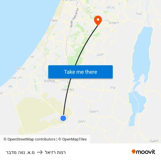 מ.א. נווה מדבר to רמת רזיאל map