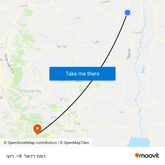 רועי to רמת רזיאל map