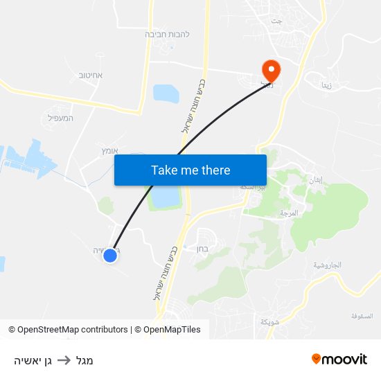 גן יאשיה to מגל map