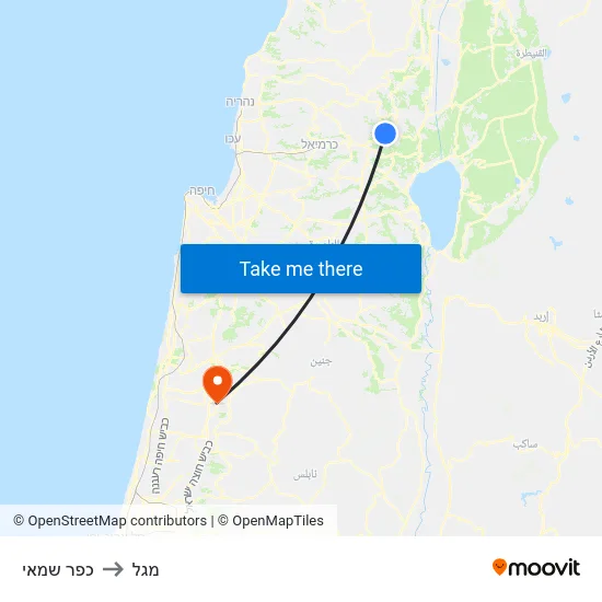 כפר שמאי to מגל map