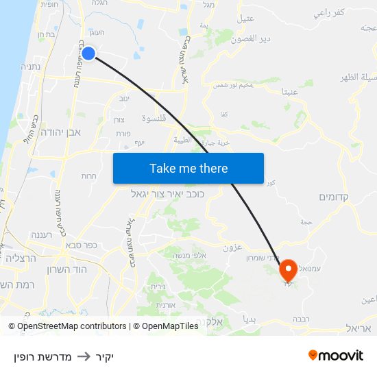 מדרשת רופין to יקיר map