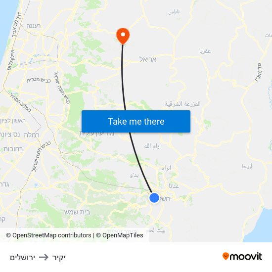 ירושלים to יקיר map