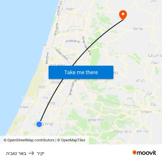 באר טוביה to יקיר map