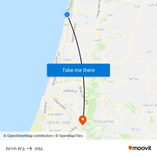 בית חירות to גמזו map