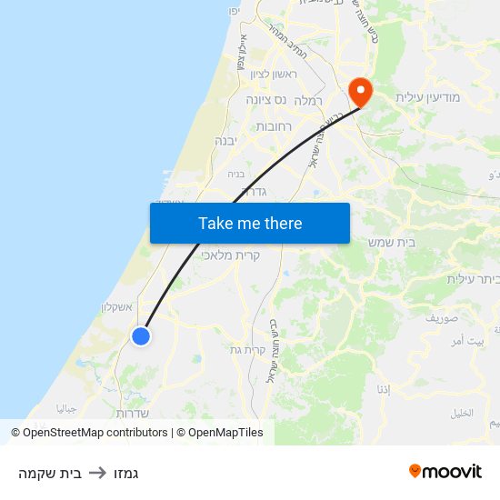 בית שקמה to גמזו map