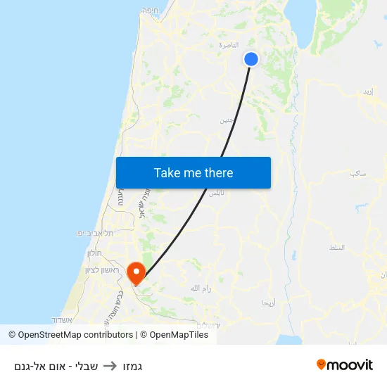 שבלי - אום אל-גנם to גמזו map