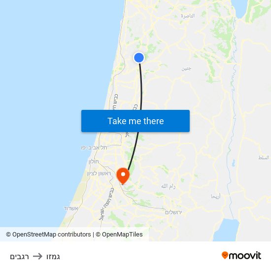 רגבים to גמזו map