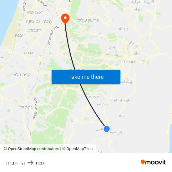 הר חברון to גמזו map