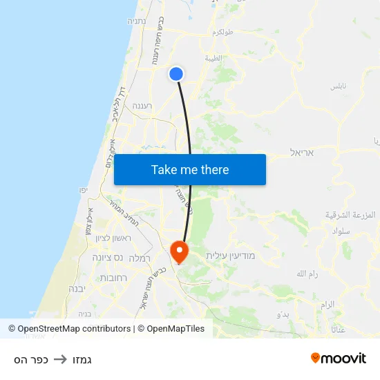 כפר הס to גמזו map