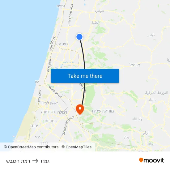 רמת הכובש to גמזו map