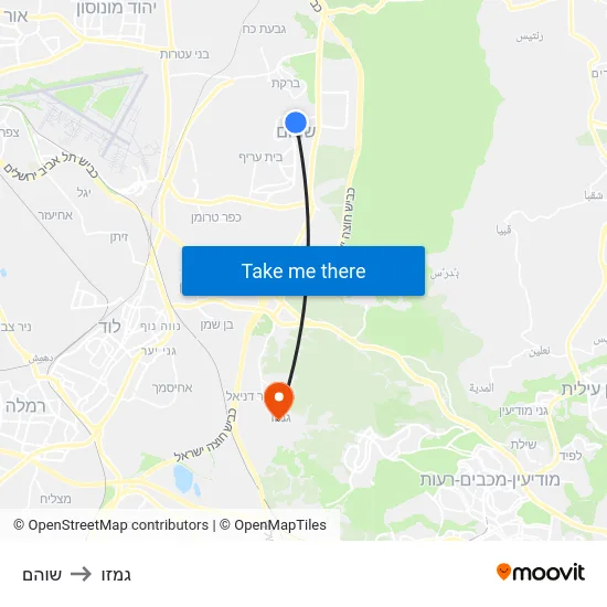 שוהם to גמזו map