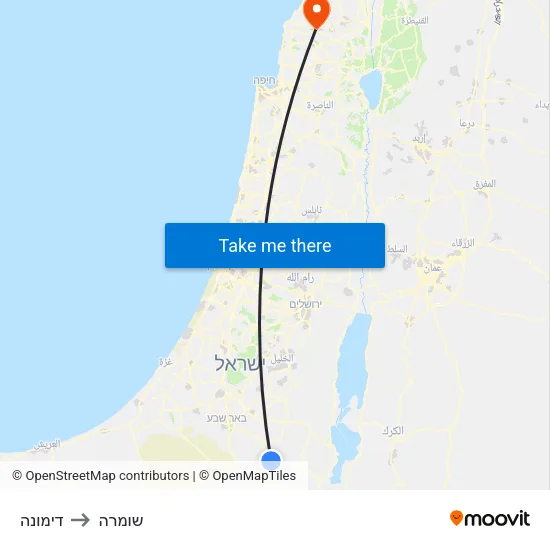 דימונה to שומרה map