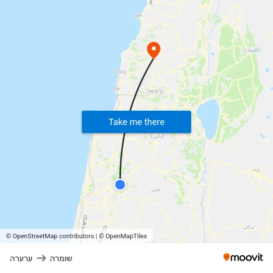 ערערה to שומרה map