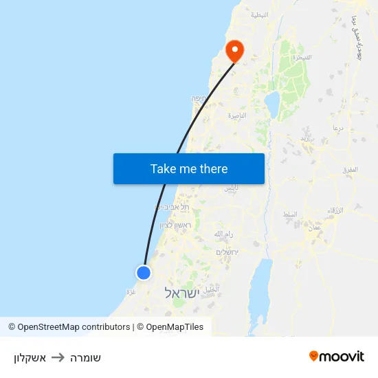 אשקלון to שומרה map