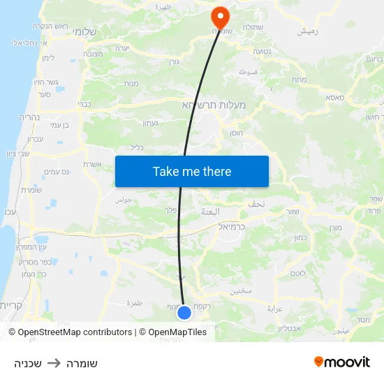 שכניה to שומרה map