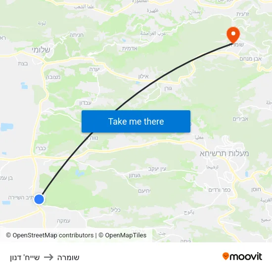 שייח' דנון to שומרה map