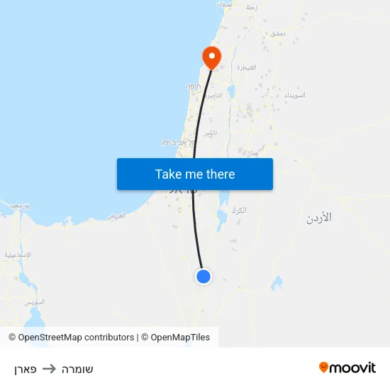 פארן to שומרה map