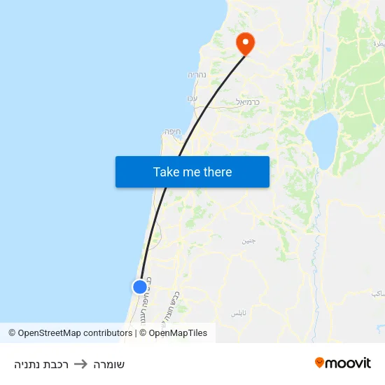 רכבת נתניה to שומרה map