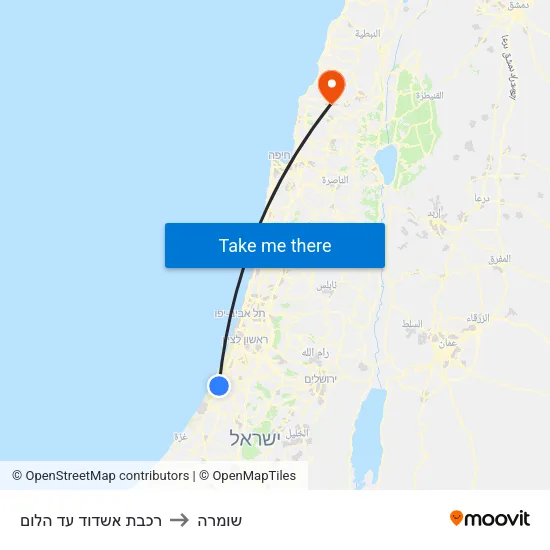 רכבת אשדוד עד הלום to שומרה map