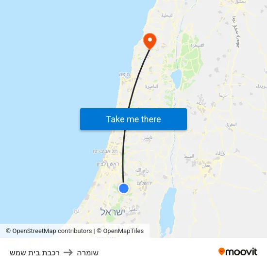רכבת בית שמש to שומרה map