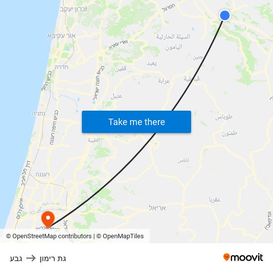 גבע to גת רימון map