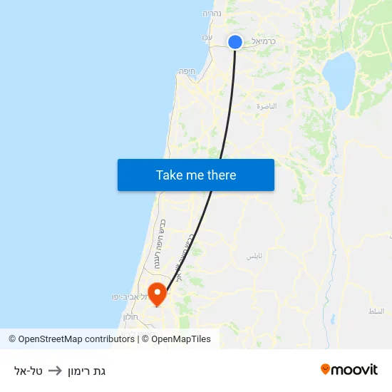טל-אל to גת רימון map