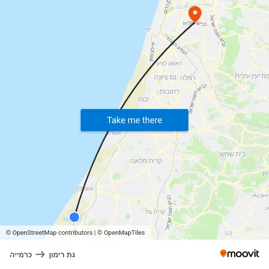 כרמייה to גת רימון map