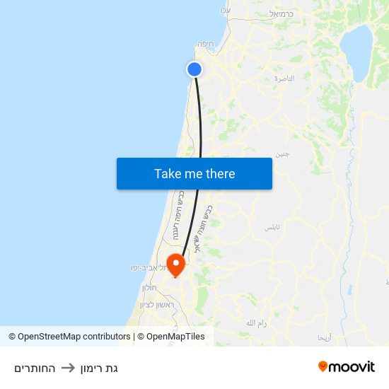 החותרים to גת רימון map