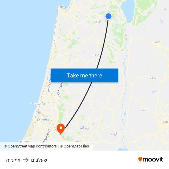 אילנייה to שעלבים map