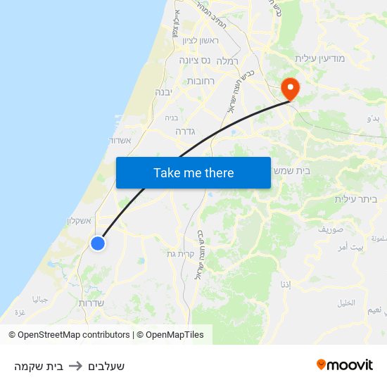 בית שקמה to שעלבים map