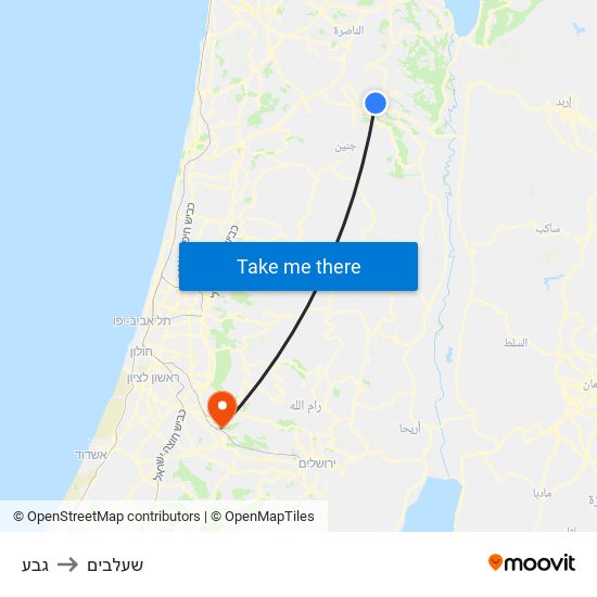 גבע to שעלבים map