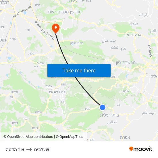 צור הדסה to שעלבים map