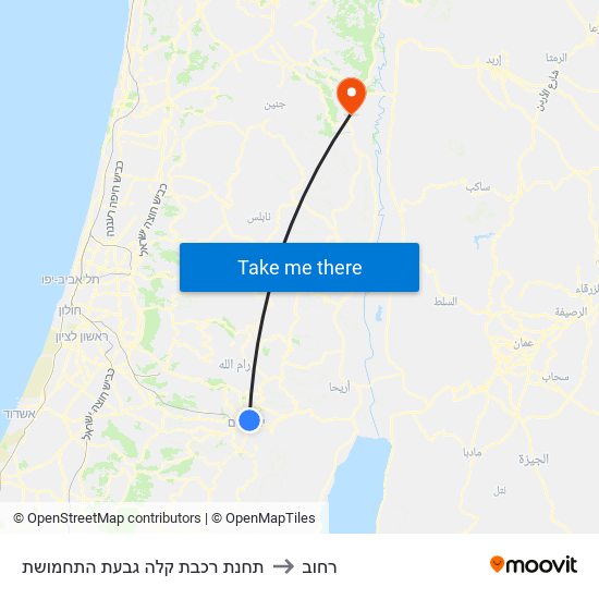 תחנת רכבת קלה גבעת התחמושת to רחוב map