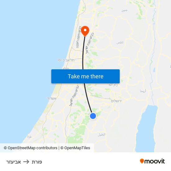 אביעזר to פורת map