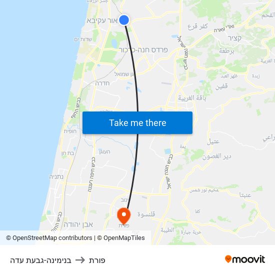 בנימינה-גבעת עדה to פורת map