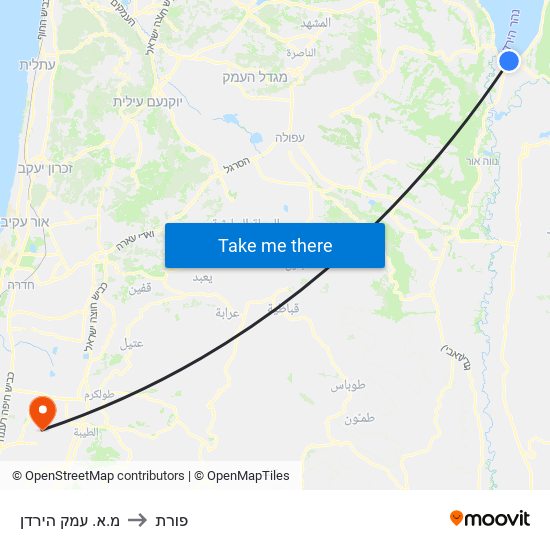 מ.א. עמק הירדן to פורת map