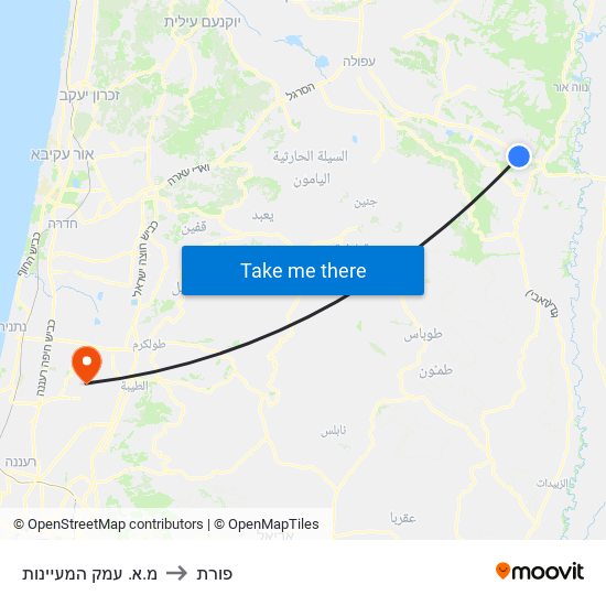 מ.א. עמק המעיינות to פורת map