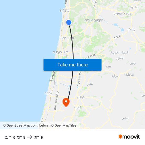 מרכז מיר''ב to פורת map