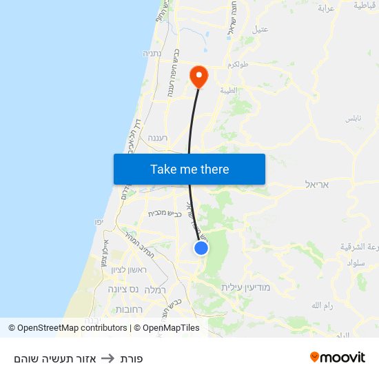 אזור תעשיה שוהם to פורת map