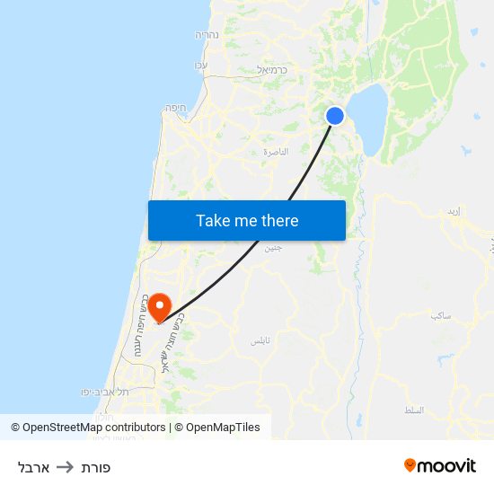 ארבל to פורת map