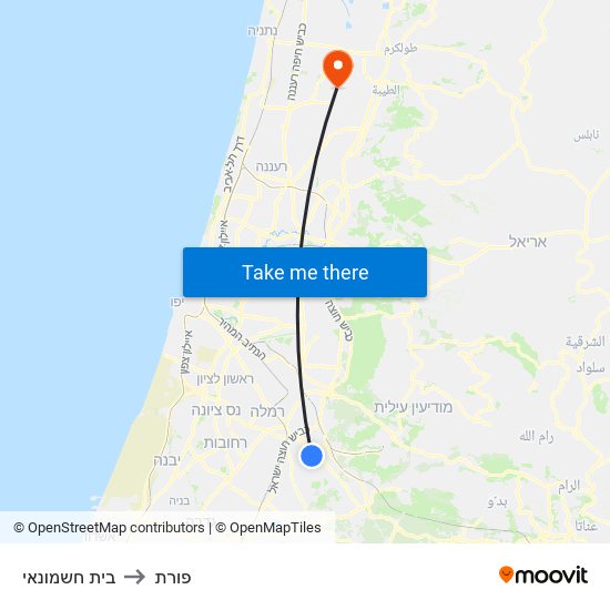 בית חשמונאי to פורת map