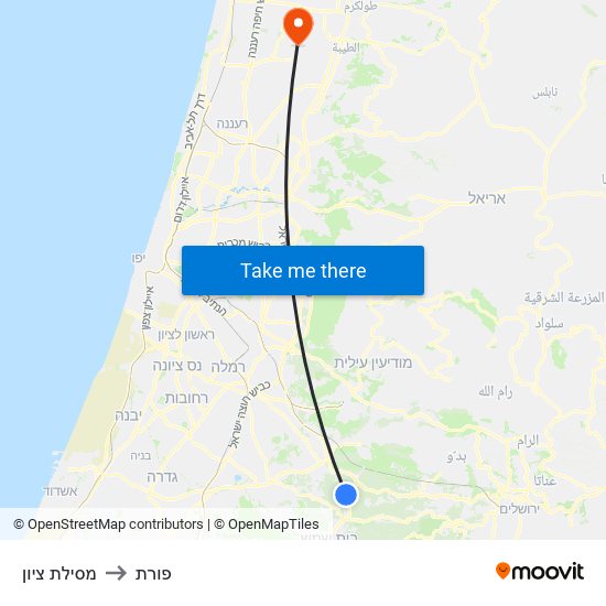 מסילת ציון to פורת map